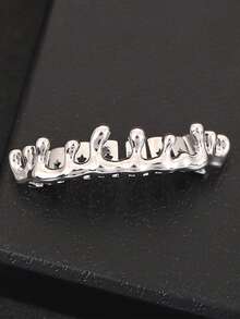 1 Set Smooth Single Tooth Jewelry Combo, Zirconia Cross Paired With Asymmetrical Thin Teardrop Metal Punk Tooth Grillz, Unisex Holiday & Carnival Accessory - Multicolor - View 8