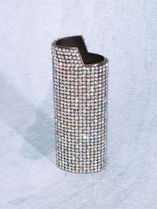 [1pc Zinc Alloy Lighter Case] 1pc Sparkling Artificial Diamond Decoration Zinc Alloy Lighter Case&Lighter Sleeve For Model BIC-J6. - Multicolor - View 11