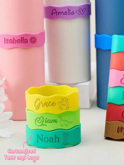Custom Silicone Bottle Labels, Engraved Bottle Band Gift, Daycare Name Label, Bottle Labels, Gift For Families Bottle Labels, Bottle Bands, Bottle Name Band, Sippy Cup Label, Water Bottle Label, Silicone Cup Tag, Water Bottle Tag, Rubber Name Band, Engraved Band Gifts, Gift For Families, Daycare Bottle Label, Back To School Gifts, Gift For Student