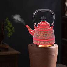 GDAE10 TaNeHaKi Emaille Wasserkocher Vintage 1.1 L Wasserkocher Induktion Emaille Teekessel Emaille Vintage Wasserkocher Induktion Retro Vintage Emaille Teekanne Rot Emaille Geschirr Tee Zimmer - Rot - Übersicht 5