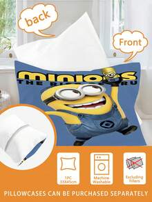 Minions 1/2 Peças Conjunto de Roupa de Cama com Tema Minions, Impressão 3D Dupla Face (1 Fronha Impressa em 1 Lado + 1 Edredom Impresso em 2 Lados), Conjunto Berçário/Jardim de Infância, Edredom com Estampa Fofa Impressa Digitalmente, Roupa de Cama Infantil com Fronha 33 * 45 Pode Ser Vendida Separadamente