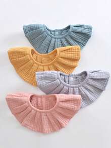 Set 3/5 pcs Celemek Bayi Katun Muslin Warna Polos Acak, Celemek Air Liur Bayi Baru Lahir - MultiWarna - View 2