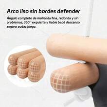 Columpio para Bebé de Lona con Cinturón de , Cojíníble y Soporte de Madera, Uso Interior y Exterior, Hamaca Portátil para Niños de 6 Meses a 3 Años, para Casa, Patio y Jardín - 1 - Ver 7