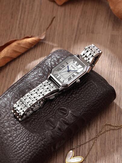 1pc Vintage Roman Numeral Quartz Watch, Business Wear view 6