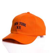 Ny New York Retro Baseball Cap Curved Brim Men's And Women's Adjustment Fit Letter Casual Cotton Embroidered None Summer - 橙色與海軍藍 - 查看 3