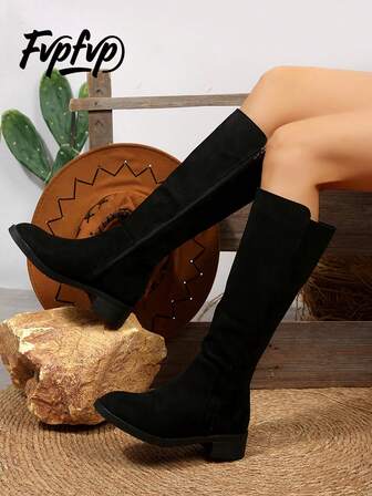 FVPFVP Herbst/Winter 2024 Neue vielseitige Kniehohe Stiefel, Plateauabsatz, Stretch Slim Fit Reitstiefel für Frauen