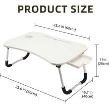 Laptop Bed Desk,Bed Table Portable Foldable Laptop Bed Tray Table With Cup Holder/Storage Drawer/Bookshelf Board For Bed/Couch/Sofa Working, Reading (White),22224771