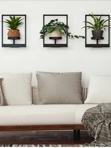Hanging Planters For Indoor Plants Wall Decor Living Room Plant Stand Indoor Wall Planters Plant Hanger Window Plant Shelves 3 Pack For Outdoor Entryway - 黑色 - 查看 1