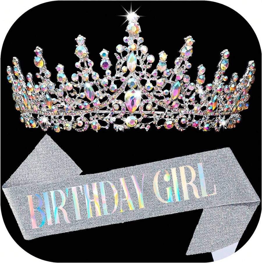 BIRTHDAY GIRL Birthday Sash And Crowns Women Birthday Sashes Women Party Decoration Happy Birthday Accessory - 北極光 - 查看 1