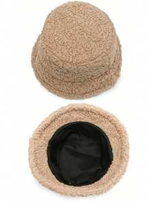 1 件新款冬季毛茸茸帽子女士秋冬欧美时尚保暖纯色蒙古厚毛线帽百搭