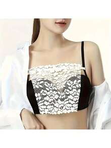 3pcs Elegant Floral Lace Bra Inserts - Light Leakage Prevention & Anti-Glare Shield Pads, 100% Polyester Comfortable Solid Color Lingerie Accessories For Women, 3 Colors (Beige/Black/White), Machine Washable Underwear - 3個 - 查看 4