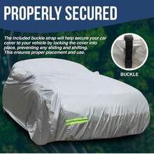 Funda impermeable para coche de 4,9 m con tiras reflectantes integradas, protección solar y contra el polvo, protección integral. - Plateado - Ver 10