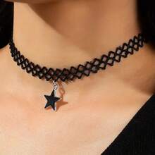 1pc New Elegant Fashion Pentagram Necklace, Versatile Delicate Necklace, Christmas Gift - Black Five-pointed Star - View 6