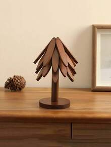 5PCS Wooden Christmas Tree Insulation Mat, Heat-Resistant Table Mat, Cup Mat, Anti Slip And Anti Scald Cup Mat Set, Protecting Desktop, Kitchen, Dining Table, Practical Accessories, Christmas Decoration, Home Decor