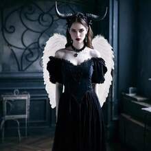 2件天使翅膀天然羽毛手工翅膀节日派对表演装饰道具模特走秀翅膀拍照道具万圣节圣诞装饰 - 彩色 - 查看 5