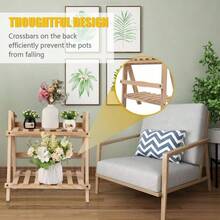 Estante de Madera de 2 Niveles para Plantas, macetas, Escalera, para Espacios pequeos, Salas de Estar, Balcones y Esquinas.