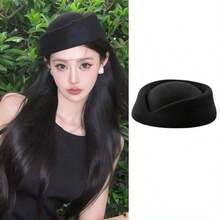 Solid Color Wool Beret Hat, Elegant High-End French Style White Fascinator Hat, Suitable For Wedding, Party, Airline Stewardess, New Fashion Accessory For Women - Multicolor - View 4