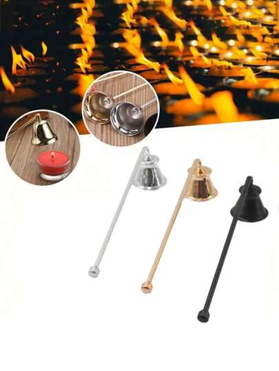 1PC Long-Handled Metal Candle Snuffer, Stainless Steel Rose Golden Candle Cover, Black Incense Candle Bell Cover, Golden And Silver Candle Extinguishing Cover For Home Safety Tools|Candle Accessory With Candle Cover Aromatherapy Tool With Handle, Candle Extinguisher
