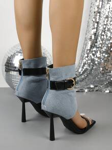 Women's Elegant Strap High Heel Sandals, Suitable For Commuting - Blue - View 5