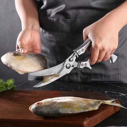 Tesoura Cozinha Aço Inoxidável Profissional Corte Frango Lâmina Afiado Cabo Ergonômico Original