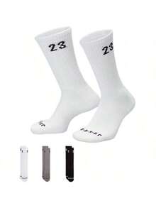 Jordan 3 Pairs U J ESSENTIAL CREW Sports Socks DA5718-911 For Men & Women - White - View 1