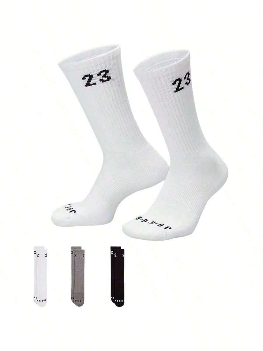 Jordan 3 Pairs U J ESSENTIAL CREW Sports Socks DA5718-911 For Men & Women - White - View 1