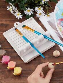 1个带4个槽位的画笔架，DIY美术画笔收纳架，水彩颜料盘，水彩丙烯油画笔架，学校用品画笔架 - 彩色 - 查看 5