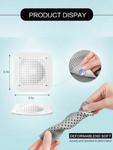 1 Packung quadratische Duschablaufabdeckungen, 5.7-Inch Ablaufhaarfänger flache Silikon-Stöpsel, für Bad und Küche Filter, Duschablaufschutz flache Filtersieb-Stöpsel, 2 Sets mit Saugnäpfen (Weiß, Grau)