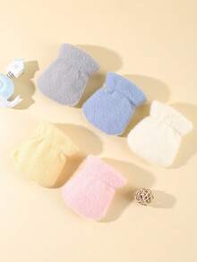 3 件装婴儿手套防抓手套婴幼儿柔软手套适合 0-12 个月男童女童 - 彩色 - 查看 12