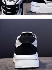 Flipark Plus Size Women's Thick Sole Casual White Sneakers, 2025 New Autumn Style Student Campus Hong Kong Wind Vintage Panda Pattern Outdoor Travel Shoes