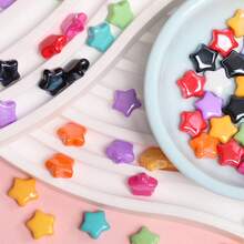 20Pcs/Bag Little Stars Shaped Loose Beads Necklace Key Chain Making DIY Jewelry Beaded Materials - 黑色 - 查看 3