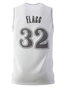 Herren Basketball Trikot 32 Weiß mit Stickerei und Nähten, ärmelloses Lässig Sport Shirt