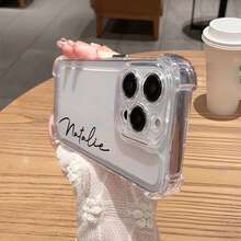 Customized Name Phone Case Compatible With IPhone 17 16 15 14 13 12 11 Pro Max Plus 17 Air Transparent Soft TPU Shockproof Personalized Cover Gifts Ideal - Clear - View 6