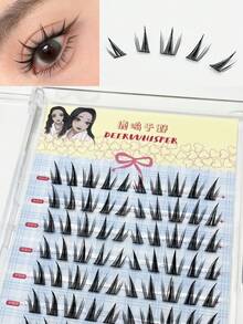 96 Clusters Individual DIY Eyelash Extensions 0.07mm Thickness Cluster Lashes Segmented Spikes Individual False Eyelashes Individual Eyelash Extensions, Winged Style Individual Lashes, For Home Party, Valentine's Day, Traveling, Photoshoot, Festivals Makeup