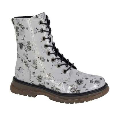 Cipriata Womens/Ladies Annetta Floral Patent PU Ankle Boots (Grey) - 100% Mixed - (DF2405)