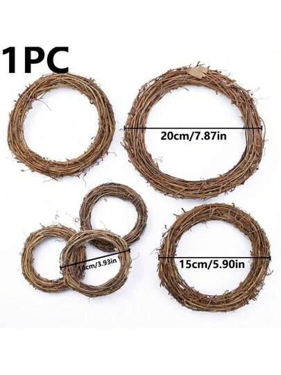 1 Stück rustikaler Holzmaserung DIY Rattan Kranz, künstlicher Blumenkranz, Heim, Hochzeit, Geburtstag, Party, Hintergrund Dekoration, Weihnachtsdekoration für Zuhause