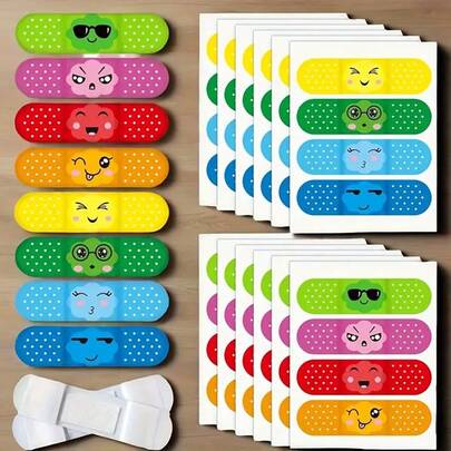 16pcs Adhesive Elastic Bandages - Flexible, Breathable Cartoon Bandages With Vibrant Colors & Playful Designs, Knuckle & Fingertip Coverage, Ideal Gift For Sports & Fitness Enthusiasts, Bandage Stickers, Flexible Bandage