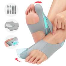 Tech Love 1 Pair Corrector Bunion  Toe Separator For Women Men, Toe Separator In Shoes With Gel Cushion Pads For Big Toe, Adjustable Toe Separator Sleeves With 4 PCS Fixing Plates For Day Night(Large) - 淺灰色 - 查看 1