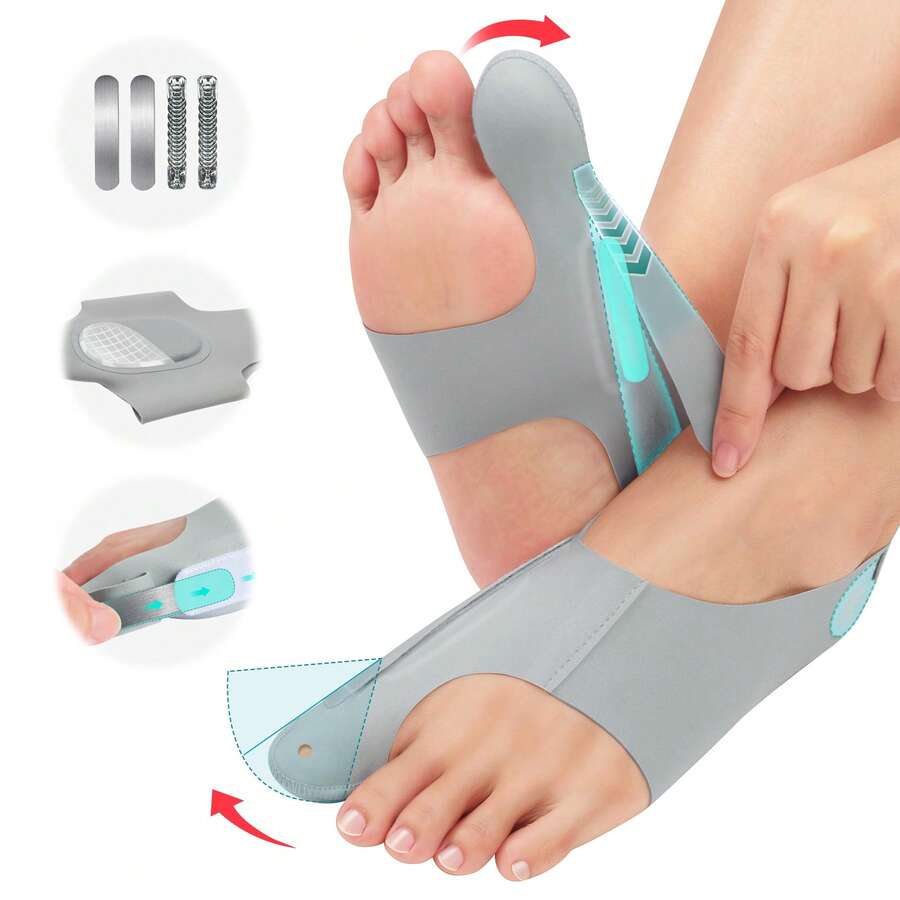 Tech Love 1 Pair Corrector Bunion Toe Separator For Women Men, Toe Separator In Shoes With Gel Cushion Pads For Big Toe, Adjustable Toe Separator Sleeves With 4 PCS Fixing Plates For Day Night(Large) - 淺灰色 - 查看 1