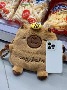 Fashionable Capybara Pattern Plush Crossbody Bag, Can Be Used As A Shoulder Bag, Handbag And Casual Bag, New Autumn And Winter Girl Bag, The Best Autumn Wallet. - Khaki - View 2