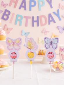 24 pièces Cartes de support de décoration de sucette style papillon rose violet, Papier de sucette, Étiquettes de cadeaux de fête d'anniversaire ou baby shower thème papillon, Sacs d'emballage de sucette cadeau de remerciement, Étiquettes de bonbons, Fournitures de décoration de fête d'anniversaire thème papillon, Faveurs de fête d'anniversaire joyeux, Cadeaux d'anniversaire thème papillon, Fournitures de fête thème papillon