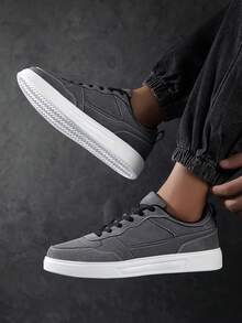 2025 New Men's Sports Shoes Men's Fashion Handsome Casual Shoes Lace Up Men's Shoes Skateboarding Shoes Men's Board Shoes Personalized Street Men's Shoes - Dark Grey - View 5
