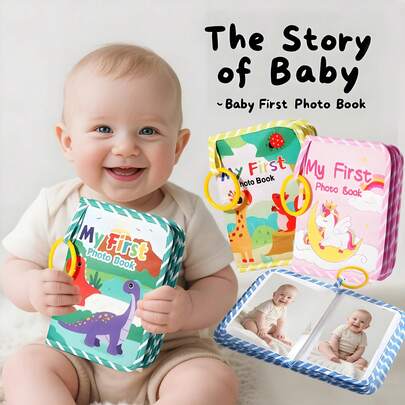 Baby's First Soft Cloth Photo Book, Baby Essentials For 1st Year, Perfect Birthday Gift To Record Growth Memories