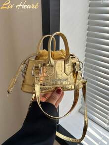 [US-Based Shipping]Niche Design Mini Bags, New Minimalist Handbags, Casual Commuter Crossbody Bags For Women,  Textured Bags, Mini Tote Bags, Crocodile-Patterned Versatile Shoulder Bags, Sleek Minimalist Clutches, Fashionable Crossbody Bags, Mini Handheld Shoulder Bag With Underarm Fit, Niche Design Crossbody Bag, Adorable Lipstick-Shaped Coin Purse, Perfect For Christmas, Valentine's Day, And New Year's - Vàng - Xem 8
