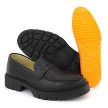 Mocassim Masculino em Couro com Sola Tratorada - Preto - Visão 4