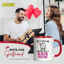 1pc Funny Dental Assistant Coffee Mug - "Just A Crazy Girl Who Loves Dental Assistant" Quote, Cute Tooth Design Cup, Dishwasher  Ceramic Mug (11oz) - Gift For Dental Hygienists, Office Decor - Birthday, Dental Assistant Week Present, Work Appreciation, Playful Quote, Smooth Finish, Novelty Drinkware - Pink 11OZ - View 7