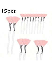 3/15 piezas Brochas de maquillaje prácticas tipo abanico, brochas suaves y portátiles para mascarillas, herramientas de cosmética para mujeres, damas y niñas