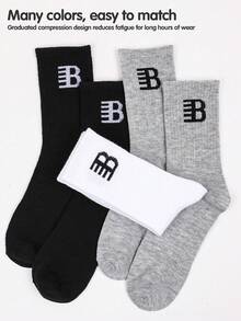 1/3//5pairs Of Sports Simple Style Mid-Calf Socks - Multicolor - View 1