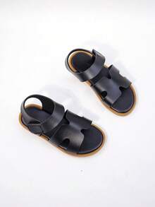 1 Pair Children's Fashion Casual Cute Non-Slip Durable Outdoor Metal Buckle Sandals, Kids Beach Slippers - Black - View 5
