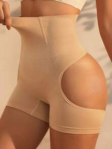 2 PCS 3d Peach Buttocks Buttocks Pants Buttocks And Abdomen Pants Body Shaping Exposed PP Buttocks Waist And Abdomen Shaping Medium And High Waist Underwear - Apricot - View 7